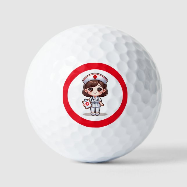 Balles De Golf Nourriture Manga mignonne avec cheveux Brown Brown (Recto)