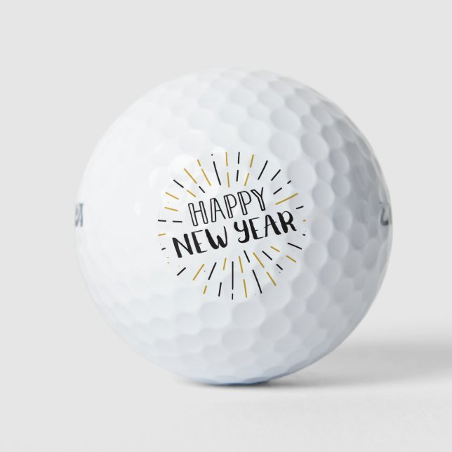 Balles De Golf Nouvel An L'art éclate Graphique Joyeux Nouvel An  (Devant)