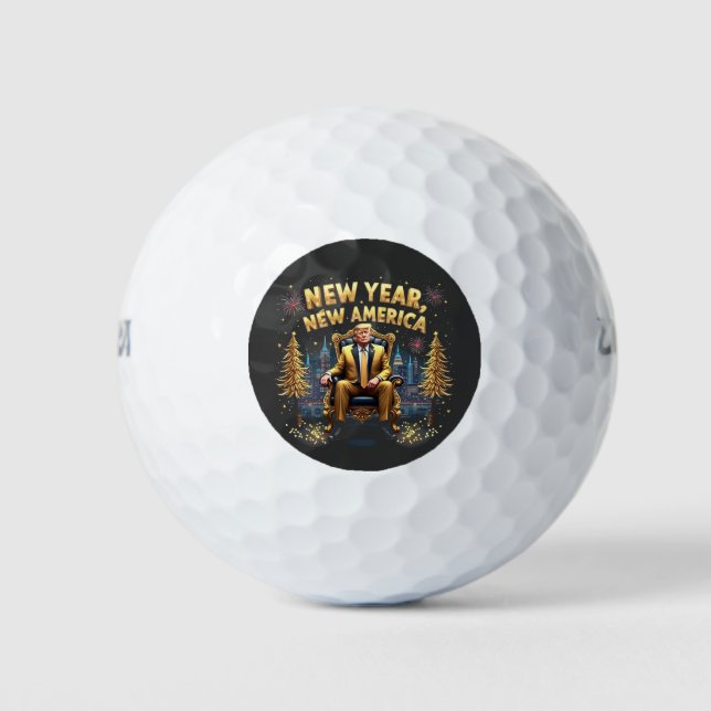 Balles De Golf Nouvel An Nouvelle Amérique Fière Maga Trump Inaug (Devant)