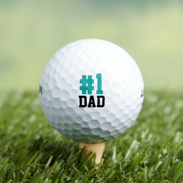 Balles De Golf Numéro Un papa Turquoise et noir Fête des pères (T-shirt Insitu)