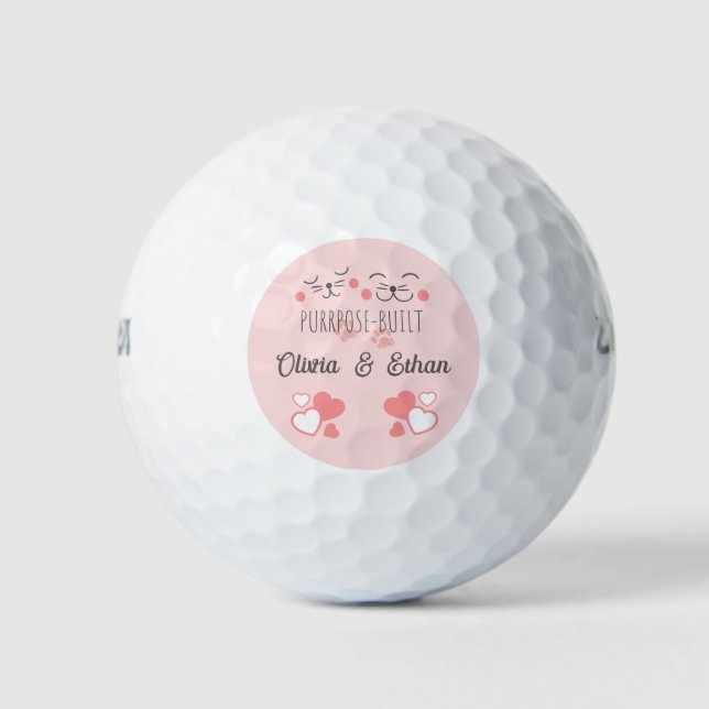 Balles De Golf Objet chats entrelacés construits noms personnalis (Devant)