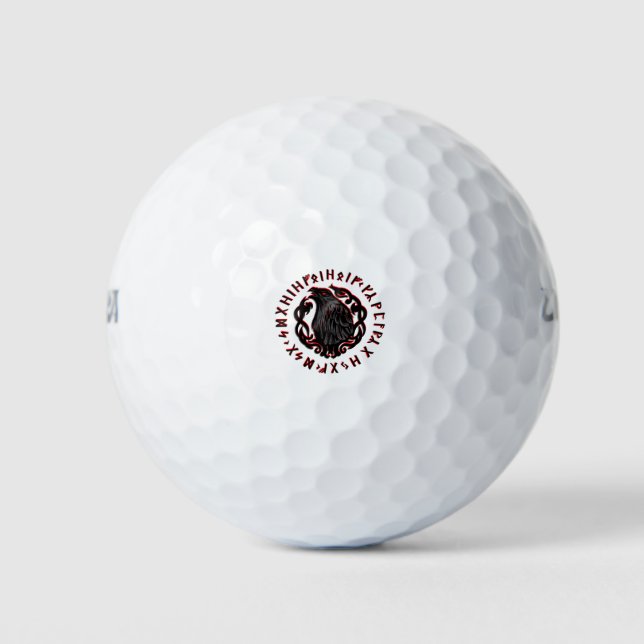 Balles De Golf Odin Ravens Huginn & Muninn VEGVISIR (Devant)