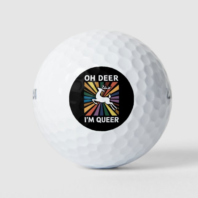 Balles De Golf Oh Deer Je suis Queer Rainbow LGBT Pride Gay Lesbi (Devant)
