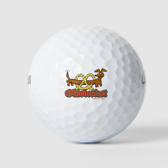 Balles De Golf Oktoberfest-Cartoon-Pretzel-Doxie (Devant)