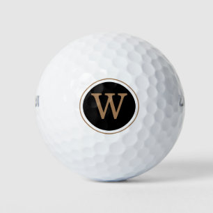 Balles De Golf Or personnalisé et noir monogramme initial