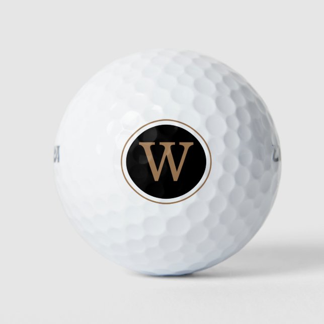 Balles De Golf Or personnalisé et noir monogramme initial (Devant)