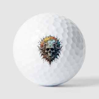 Balles De Golf Ornate Cosmic Skull Gothic Baroque Mandala 