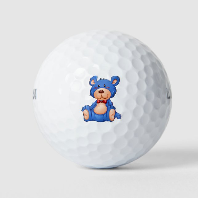 Balles De Golf Ours bleu en peluche (Devant)