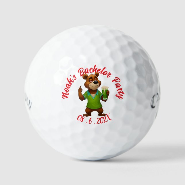 Balles de Golf Ours Drôle | Design Bière au Moyen  (Recto)