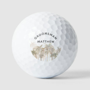 Balles De Golf Palmiers Aquarelle Tan Mariage Côtier Favoriser
