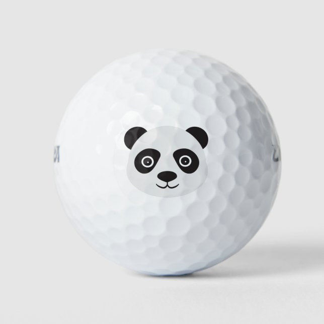Balles De Golf Panda Face Ours noir et blanc (Devant)
