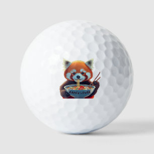 Balles De Golf Panda rouge mangeant un bol de ramen