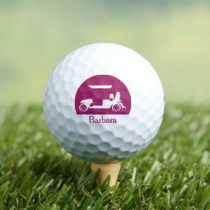 Balles De Golf Panier de golf rose foncé avec Clubs Prénom unique