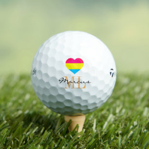 Balles De Golf Pansexual Drapeau Coeur & Fierté Golf monogrammed