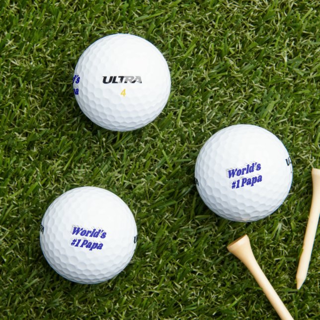 Balles De Golf Papa avec texte bleu (Herbe in situ)