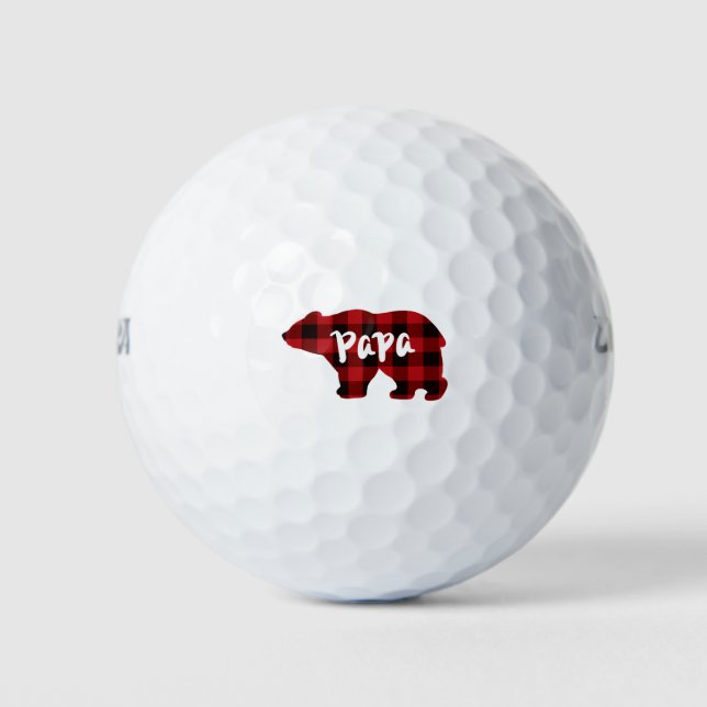 Balles De Golf Papa Bear - Bison rouge et noir plaid (Devant)
