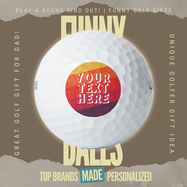 Balles De Golf Papa Golf Drôle Mêlée Rétro Coucher de Soleil Ajou (Custom Funny Golf Ball Gifts for Business From Play A Round Find Out, "Your Text Here" Retro Sunset)