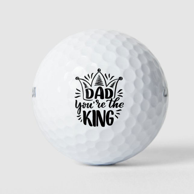 Balles De Golf Papa, tu es la Fête des pères du roi noir blanc (Devant)