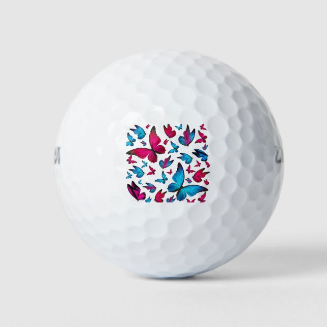 Balles De Golf Papillon Bleu Et Rose (Devant)
