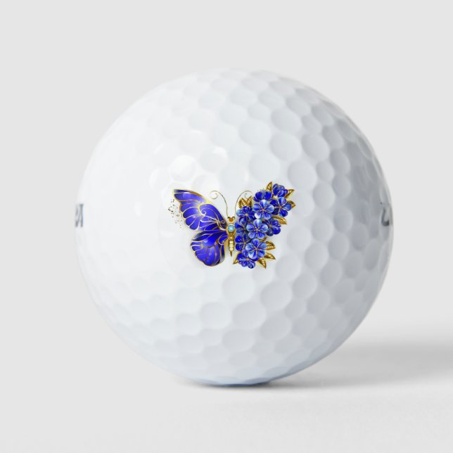 Balles De Golf Papillon saphir à fleurs (Devant)