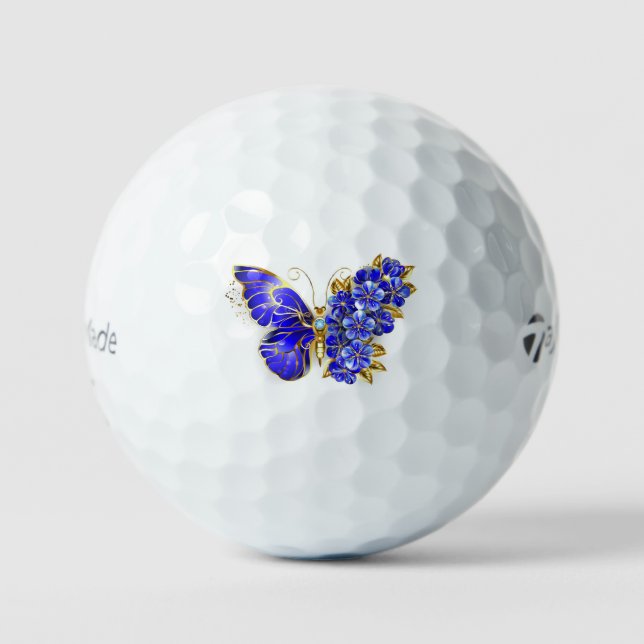 Balles De Golf Papillon saphir à fleurs (Recto)