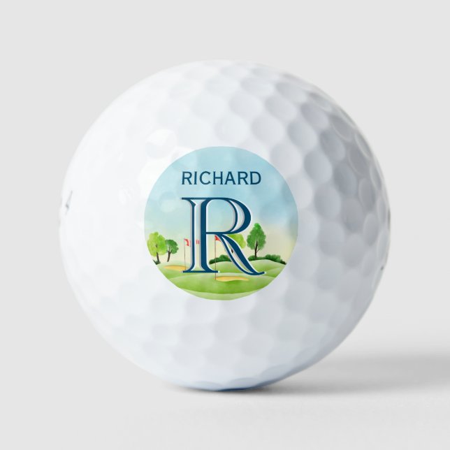 Balles De Golf Parcours Pittoresque du nom du monogramme personna (Devant)