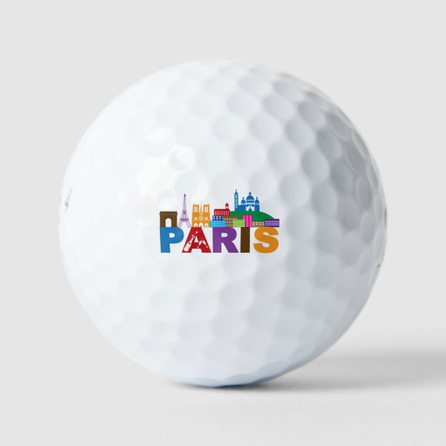 Balles De Golf Paris, France | Typographie colorée (Devant)