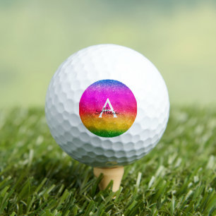 Balles De Golf Parties scintillant arc-en-ciel violet jaune vert 