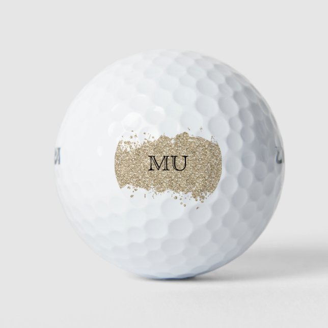 Balles De Golf Parties scintillant d'or Monogram Golf Ball (Devant)