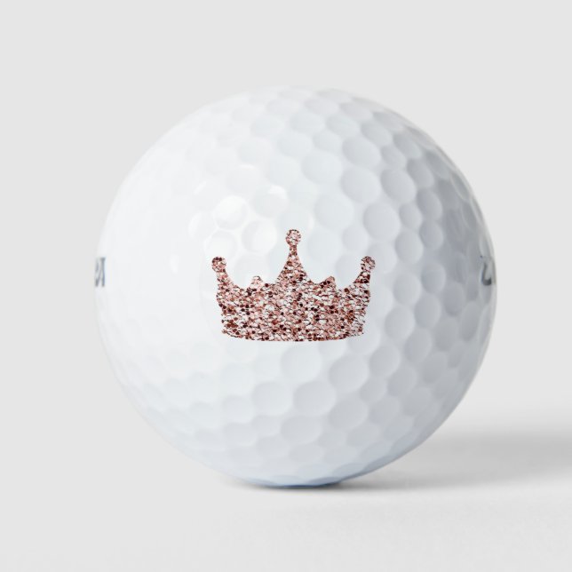 Balles De Golf Parties scintillant Rose Gold Crown Clipart Queen  (Devant)
