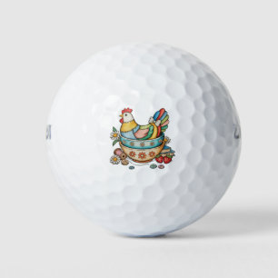 Balles De Golf Patchwork Vintage Poule Matelassée Poulet Économe
