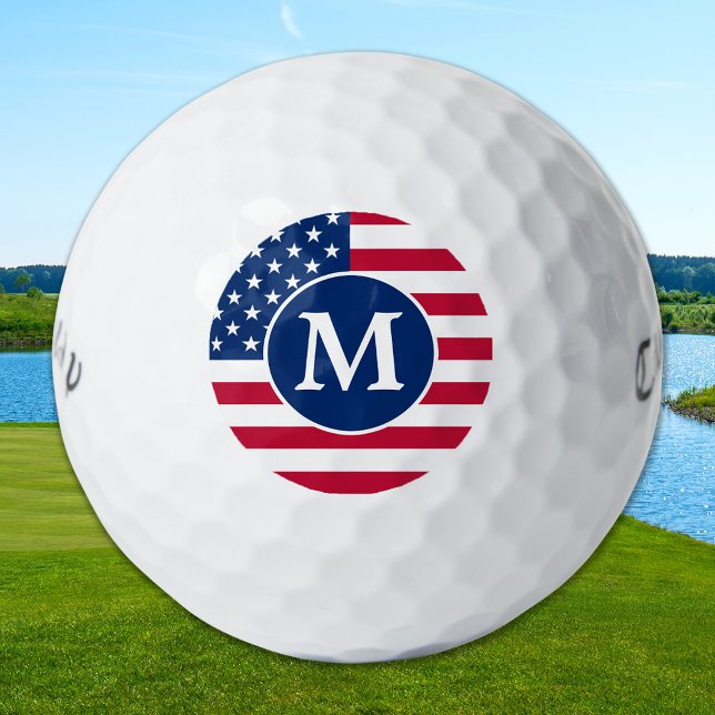 Balles De Golf Patriotique Personnalisé Monogramme drapeau améric (Créateur téléchargé)