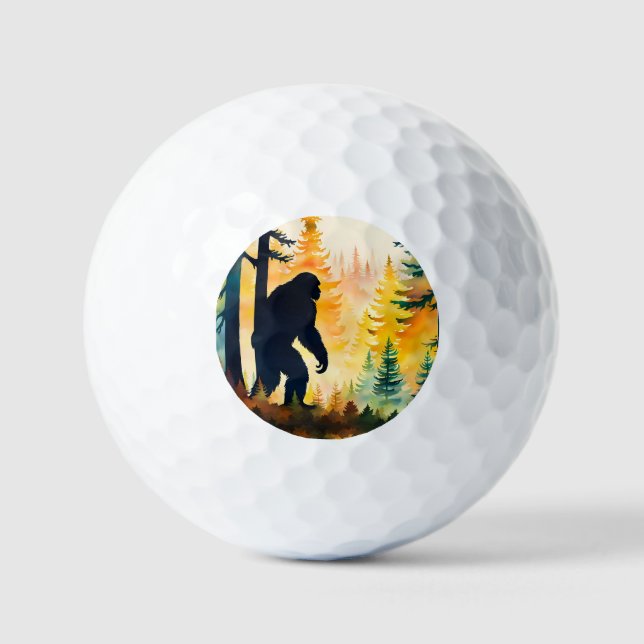 Balles De Golf Paysage d'automne Sasquatch au coucher du soleil (Recto)