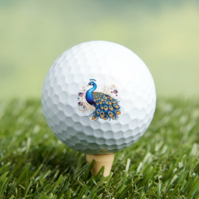 Balles De Golf Peacock Avec Fleurs Violettes (T-shirt Insitu)
