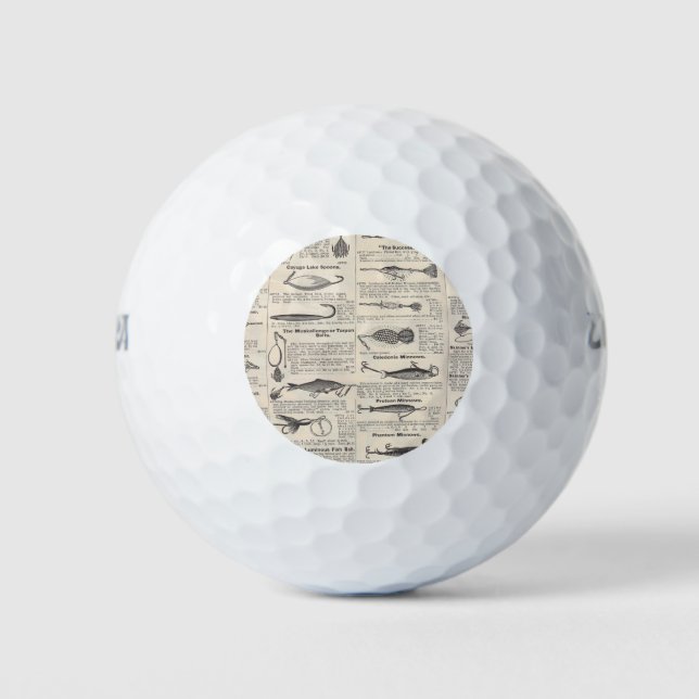 Balles De Golf Pêche vintage leures : pêcheur d'antiquité des ann (Devant)