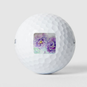 Balles De Golf Peinture à l'aquarelle florale de Pansy violet