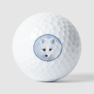 Balles De Golf Peinture Arctic Fox - Art original de la faune