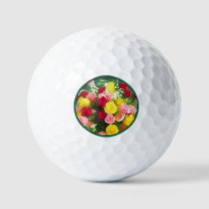 Balles De Golf Peinture Bouquet Rose - Jolie Art Fleur Originale