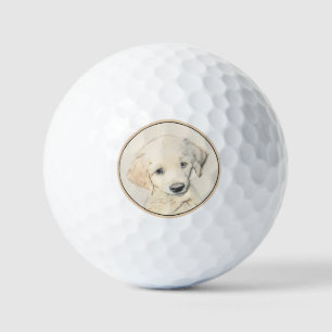 Balles De Golf Peinture de chiot d'or Retriever - Art de chien or