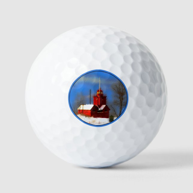 Balles De Golf Peinture de phare rouge - Art original (Recto)