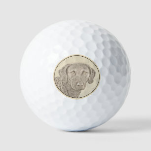 Balles De Golf Peinture originale de chien par Retriever de Chesa
