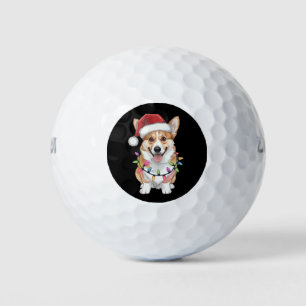 Balles De Golf Pembroke Welsh Corgi Père Noël Lumières de sapin d