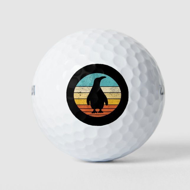Balles De Golf Penguin Retro Vintage Sunset (Devant)