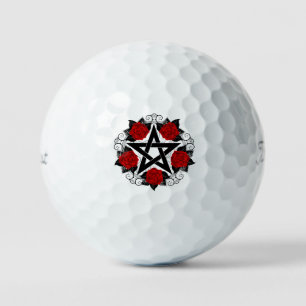 Balles De Golf Pentagramme aux roses rouges