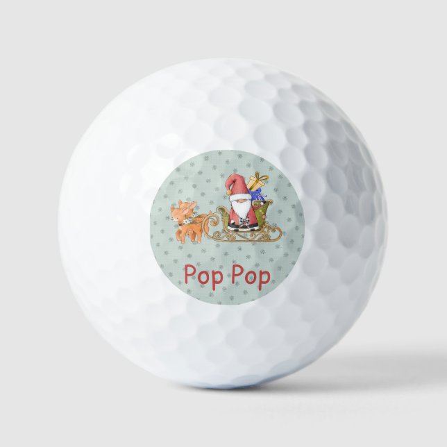 Balles De Golf Père Noël avec Reindeer et Sleigh Custom (Recto)