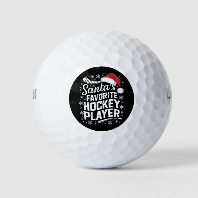 Balles De Golf Père Noël Joueur de hockey favori Pyjama Noël (Devant)