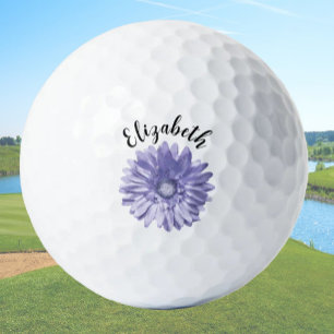 Balles De Golf Periwinkle bleu marguerite fleur nom personnalisé