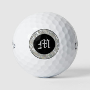 Balles De Golf Perle noir et blanc monogramme