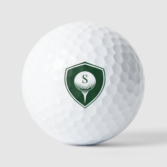 Balles De Golf Personalized Modern Golfer Green Initial Monogram (Recto)