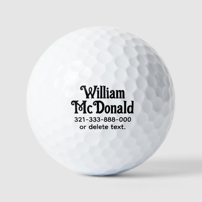 Balles De Golf Personalized Name Golf Balls Template VINTAGE 2 (Recto)